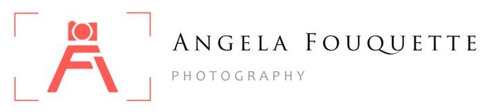 Логотип Анжелы Фугетт с использованием ее инициалов в форме штатива для камеры