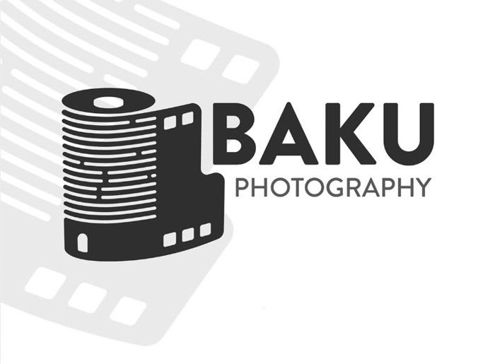 Логотип бакинской фотографии с использованием векторного изображения рулона пленки