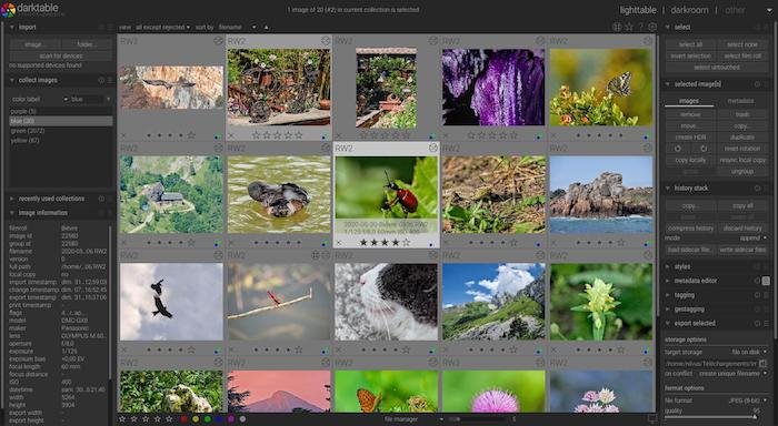 Скриншот интерфейса программы Capture One Pro, альтернативной Lightroom, из различных фотографий