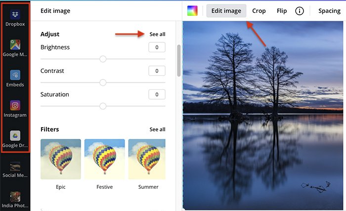 обзор canva: Canva screenshot image editing workspace