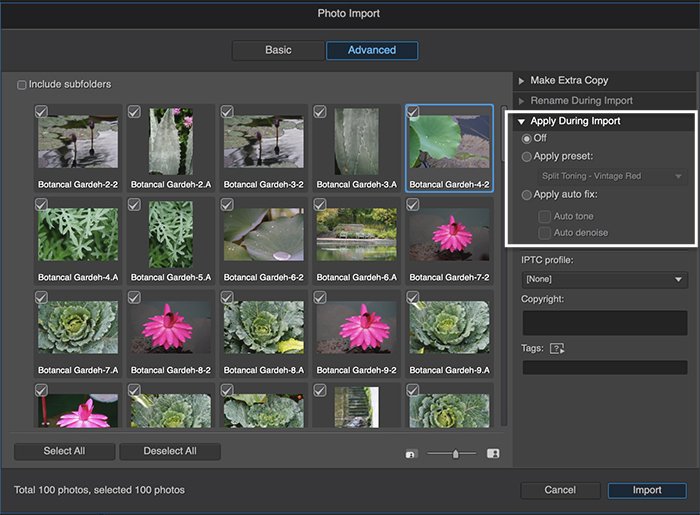 Cyberlink PhotoDirector review: screenshot of advanced import window