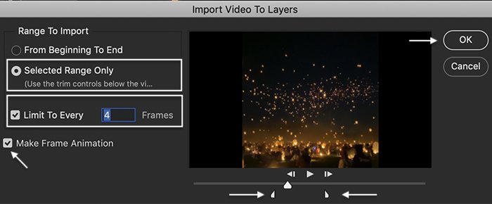 как сделать gif в фотошопе: Photoshop скриншот импорта видео в окно слоев для GIF