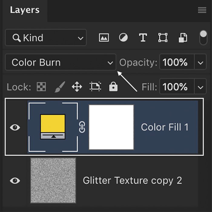 глиттерная текстура в фотошопе: Скриншот добавления слоя цветовой заливки к текстуре блесток в Photoshop