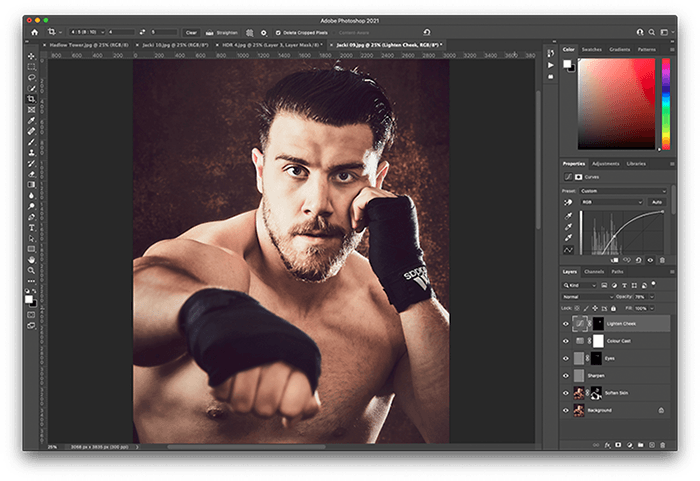 Портрет боксера Джека Шепарда, отредактированный в Photoshop