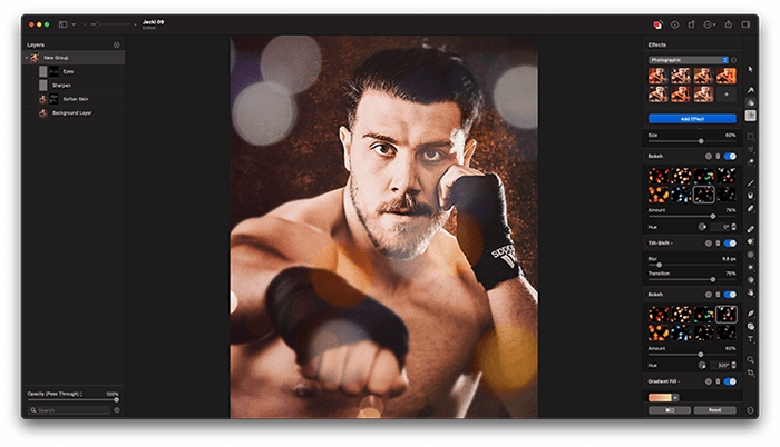 Портрет боксера Джека Шепарда отредактирован в Pixelmator Pro, альтернативе Photoshop