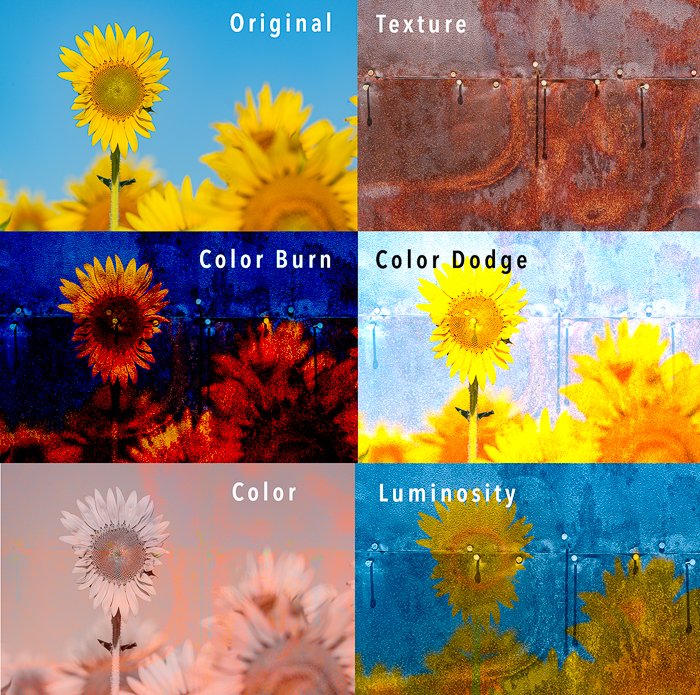 Смешивание цветов в фотошопе: Сравнение шести режимов наложения