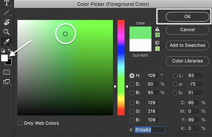Photoshop скриншот панели выбора Color Picker (Foreground Color)