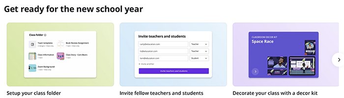 Canva screenshot classroom templates