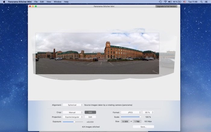 Скриншот интерфейса программы Panorama Stitcher