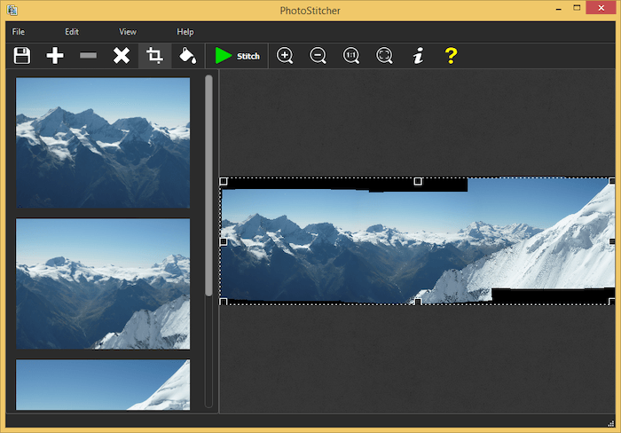 Программа для сшивания фотографий: Скриншот интерфейса программы PhotoStitcher