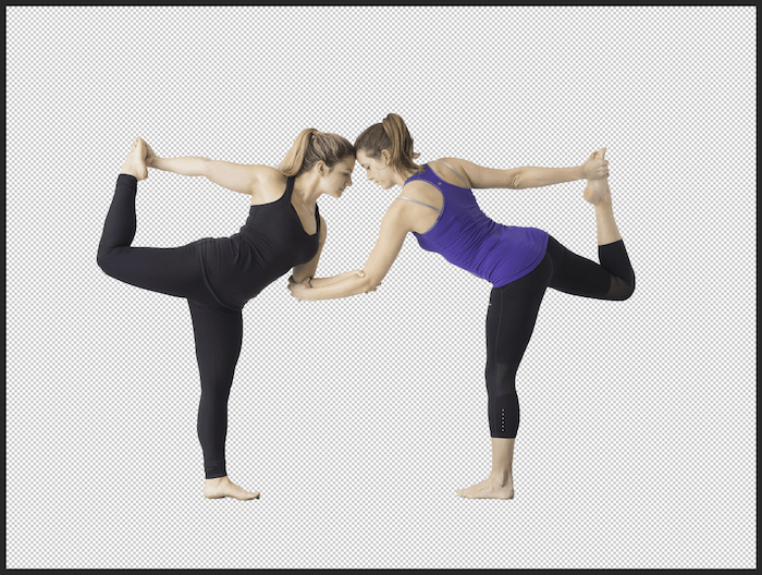 Вырезанное изображение женщины в позе йоги в Photoshop для композитной фотографии