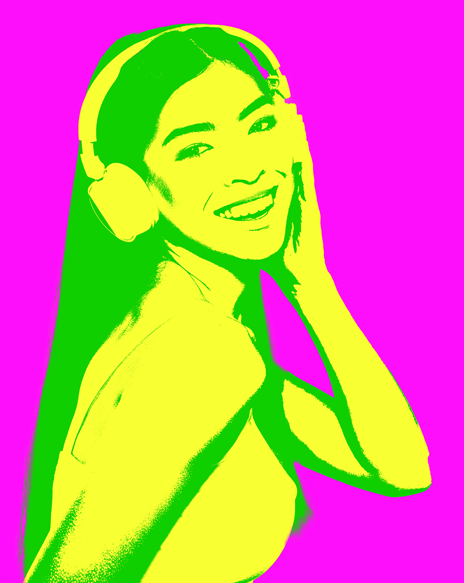 желто-розовый поп-арт портрет в фотошопе