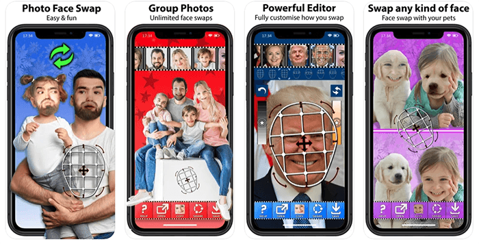 Face Swap Booth screenshots with face swap app options