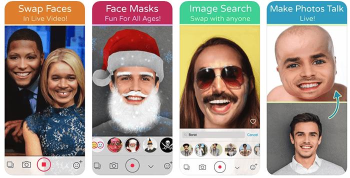 Скриншоты приложения для обмена лицами Face Swap Live