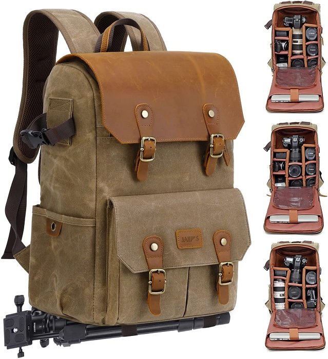 подарки для фотографов: фото рюкзака JAEP Camera Backpack коричневого цвета