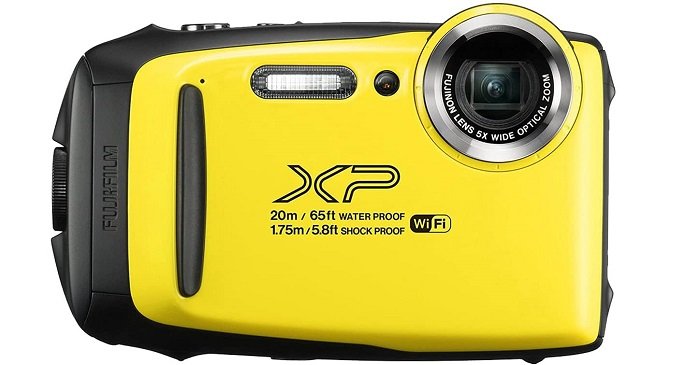 фотоаппарат для детей: фото продукта ярко-желтого Fujifilm Finepix XP140