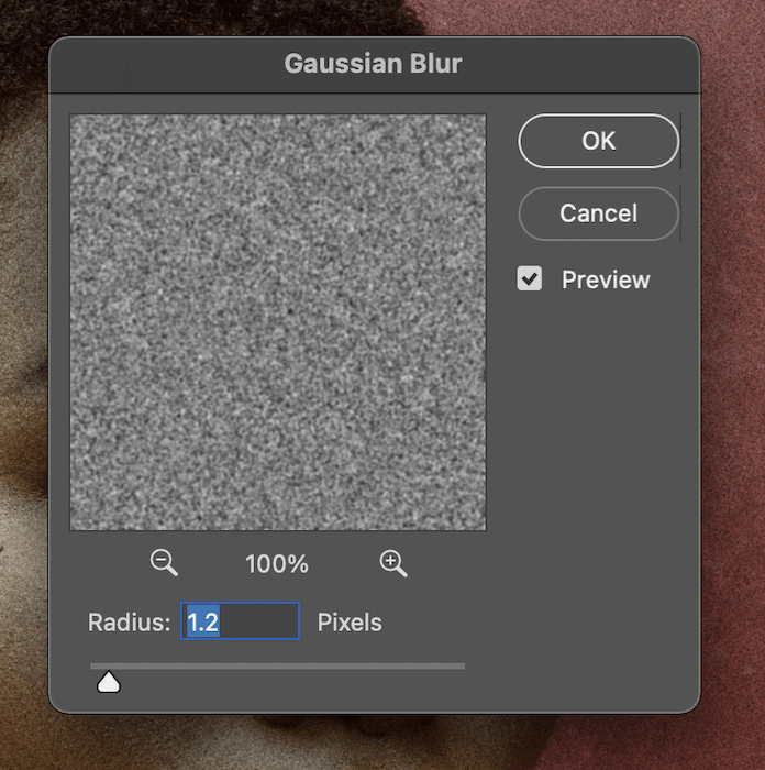 ввод радиуса размера пикселя в фотошопе gaussian blur