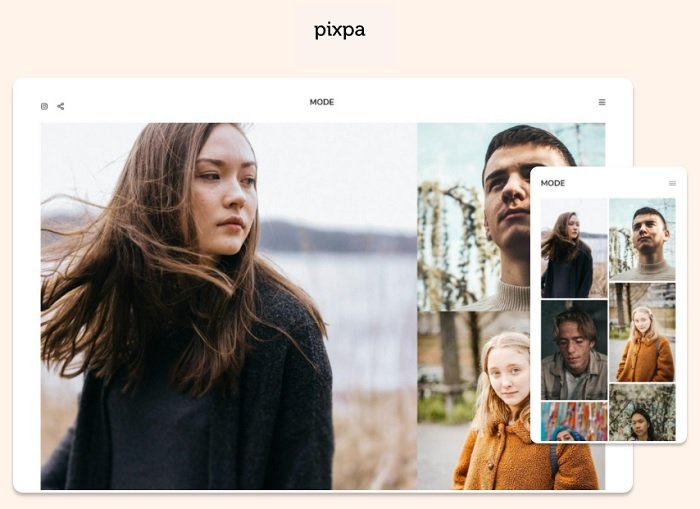 Скриншот с фотопортфолио на Pixpa, конструкторе сайтов для фотографов