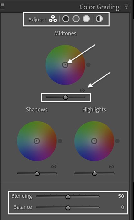 Lightroom Classic скриншот панели Color Grading