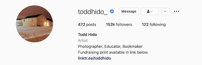 Биография фотографа Тодда Хидо в Instagram