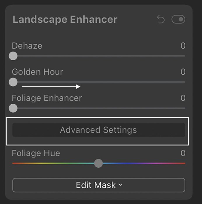 Luminar screenshot of Landscape Enhancer panel
