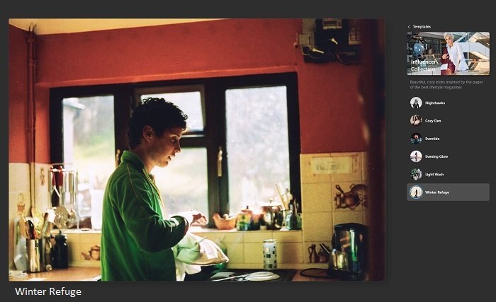 Мужчина на кухне с примененным фильтром Luminar AI Winter Refuge