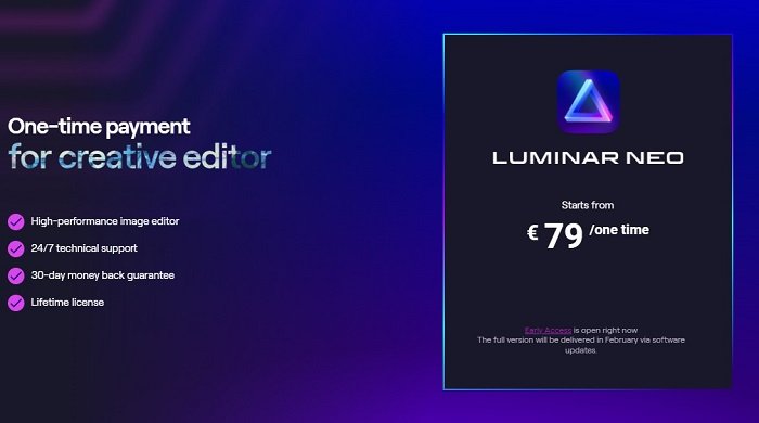 реклама Luminar Neo и его перечисленных возможностей