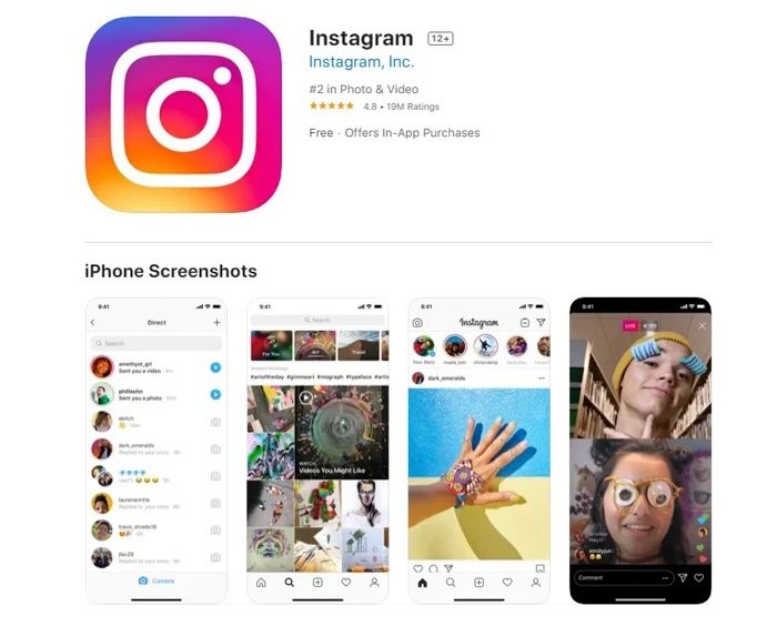 Изображение приложения Instagram в App Store
