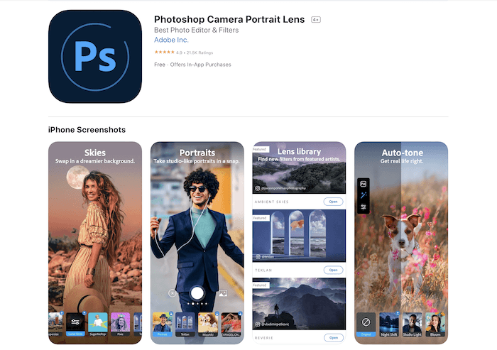 Изображение приложения для редактирования фотографий Photoshop Camera в App Store