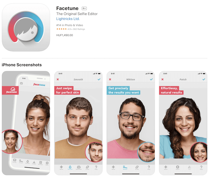 background changer app example Facetune iOS screenshot