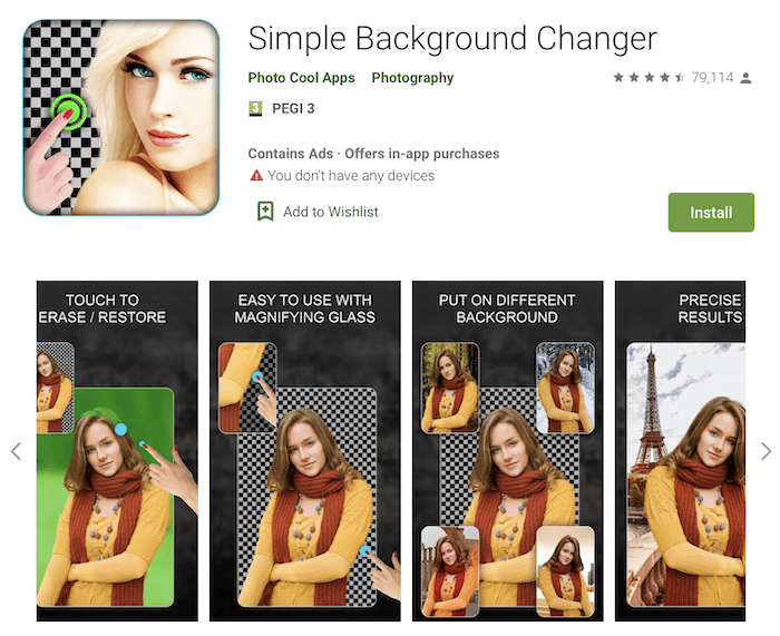 Simple Background Changer, скриншот приложения для смены фона