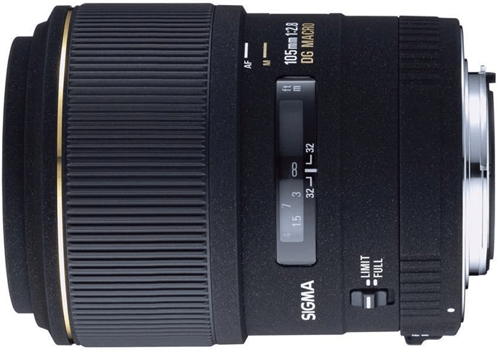 Sigma 105mm f/2.8 EX DG OS HSM macro lens product photo