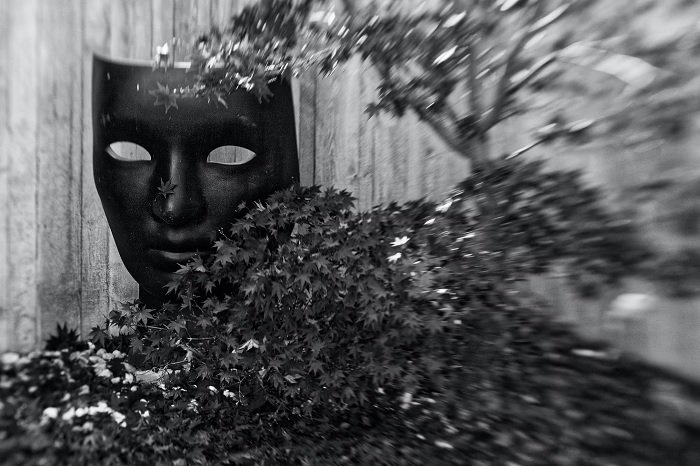 Статуя лица в саду как пример для пинхол-фотографии